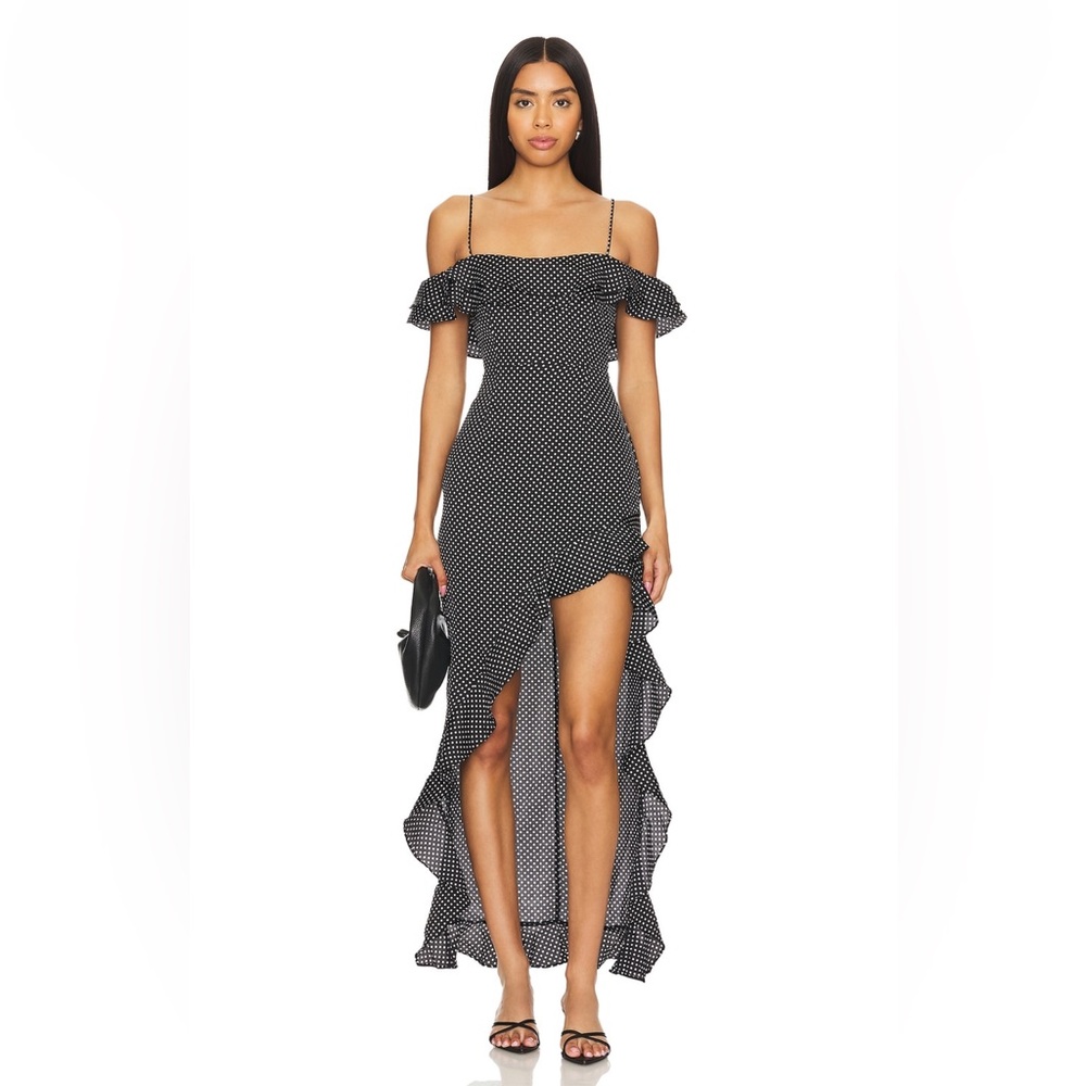REVOLVE Black and White Asymmetrical High-Low Sundress